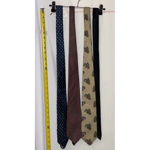 Mens Silk Ties Lot of 4‎ Adolfo Custom Designed Paisley Geometric Patterns Black